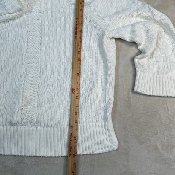 J.Crew Heritage Cotton Relaxed V-neck Sweater White Women’s Size Small - Picture 7 of 9